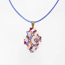 Pendant 45cm - Terence Rhombus S-Lavender Leather - Pendant 45cm - Laiton bronze